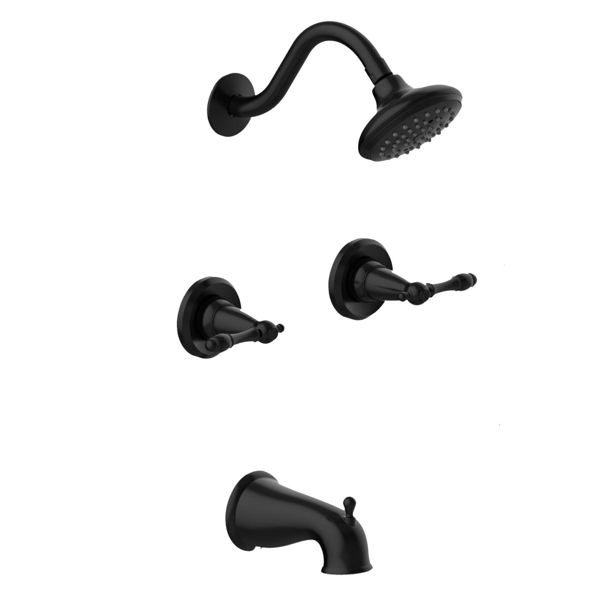 Bathtub & Shower Caddies | Design House Oakmont Matte Black 2-Handle Single Function Round Bathtub And Shower Faucet Valve Included Bathtub & Shower Caddies Bathtub & Shower Caddies