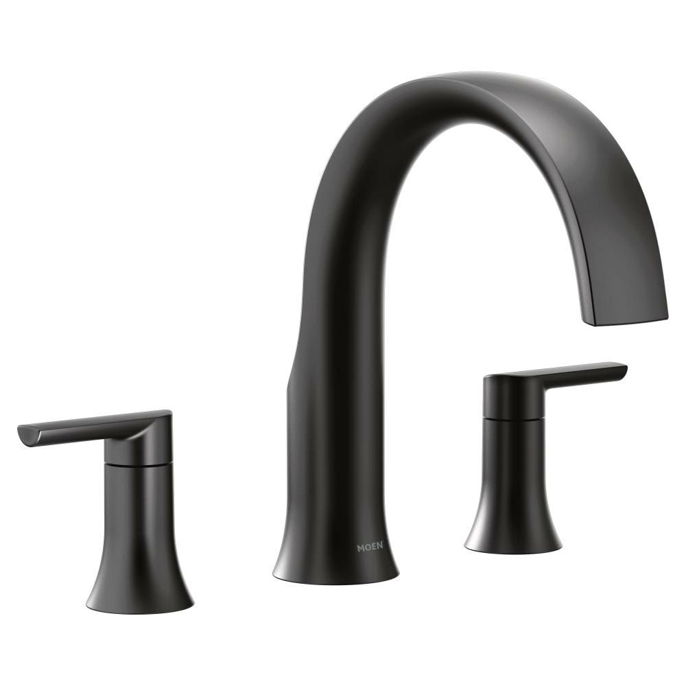 Cabinet Hardware | Moen Doux Matte Black 2-Handle Deck-Mount Roman High-Arc Bathtub Faucet Cabinet Hardware Cabinet Hardware