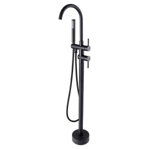 Cabinet Hardware | Parrot Uncle Matte Black 1-Handle Freestanding Swivel Bathtub Faucet With Hand Shower (Valve Included) Cabinet Hardware Cabinet Hardware