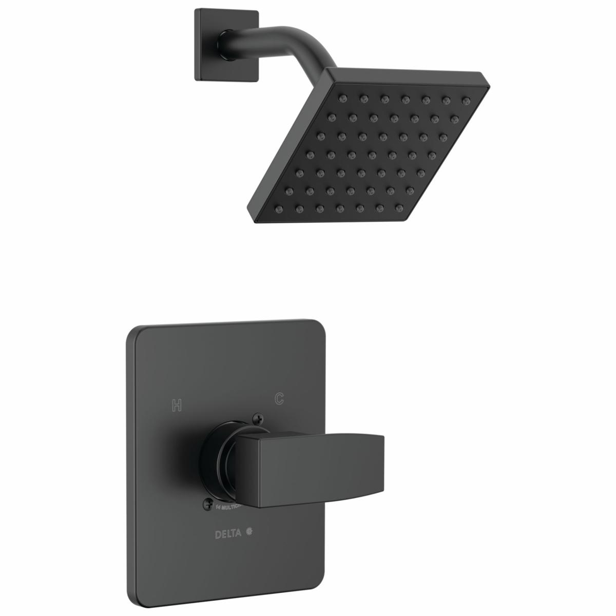 Shower Curtains & Rods | Delta Modern Matte Black 1-Handle Single Function Square Shower Faucet Faucets & Shower Heads Delta