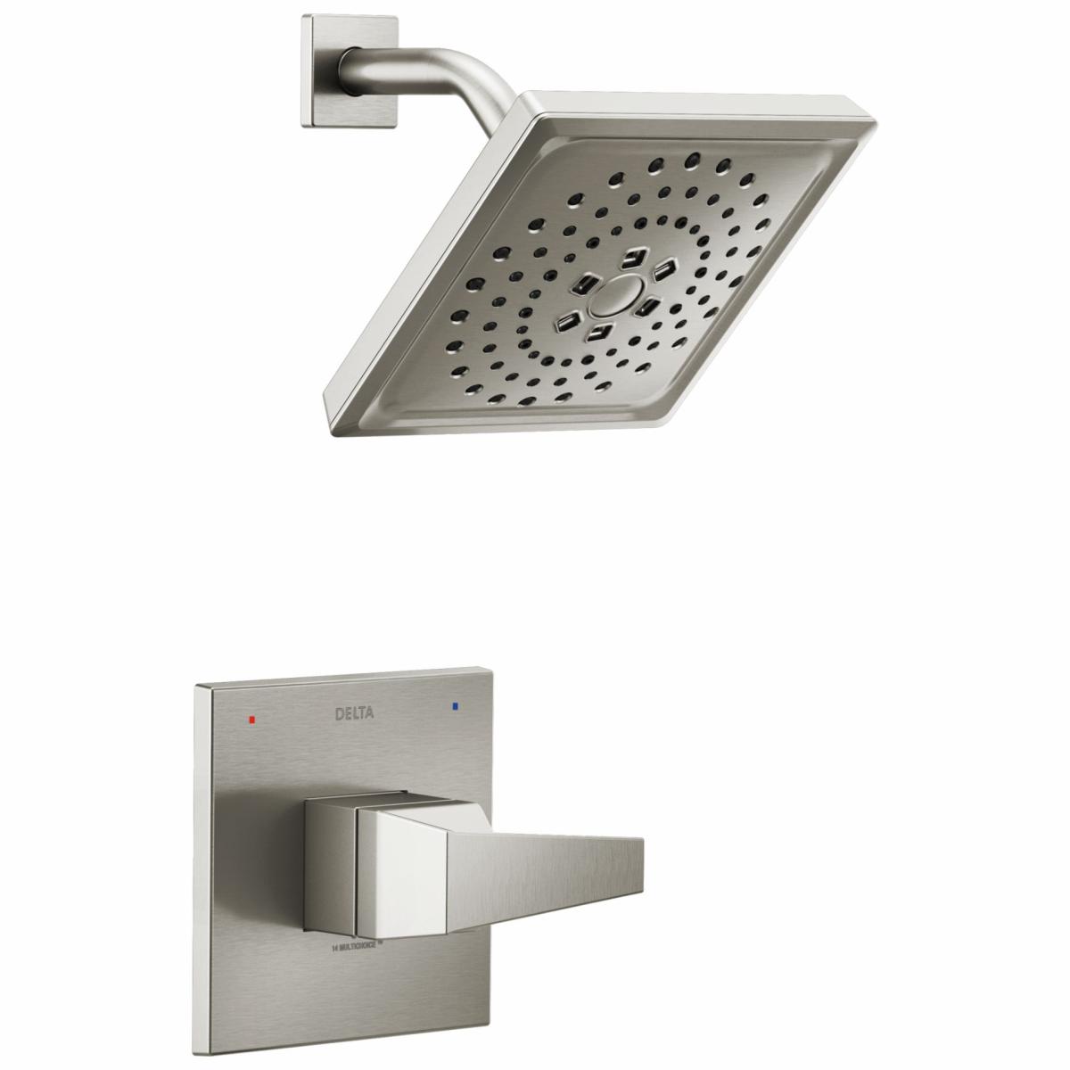 Bathtub & Shower Caddies | Delta Trillian Lumicoat Stainless 1-Handle Multi-Function Square Bathtub And Shower Faucet Valve Included Bathtub & Shower Caddies Bathtub & Shower Caddies