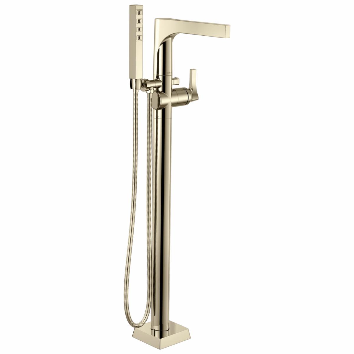 Cabinet Hardware | Delta Zura Polished Nickel 1-Handle Freestanding Low-Arc Bathtub Faucet With Hand Shower Cabinet Hardware Cabinet Hardware