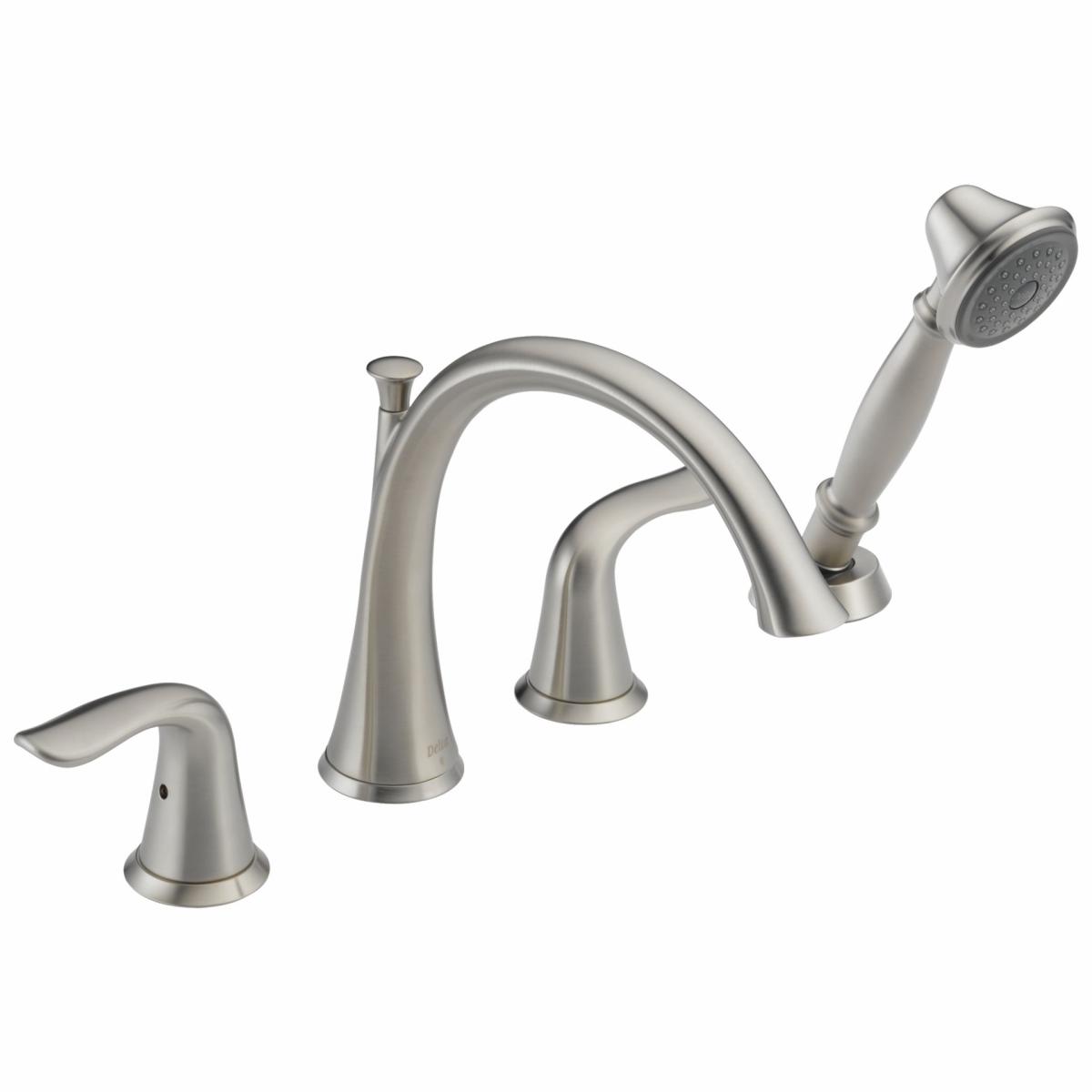 Cabinet Hardware | Delta Lahara Stainless 2-Handle Deck-Mount Roman High-Arc Bathtub Faucet With Hand Shower Cabinet Hardware Cabinet Hardware