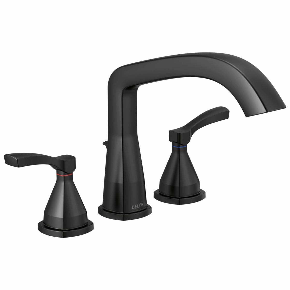 Cabinet Hardware | Delta Stryke Matte Black 1-Handle Deck-Mount Roman Low-Arc Bathtub Faucet Cabinet Hardware Cabinet Hardware