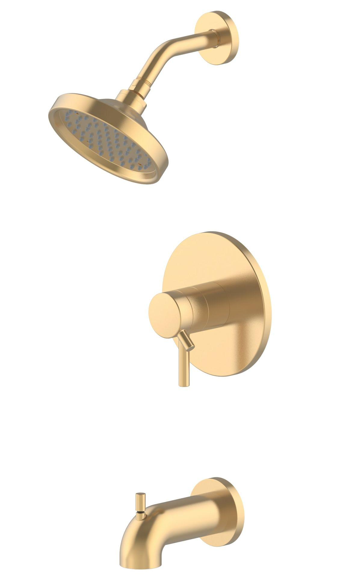 Shower Curtains & Rods | Allen + Roth Harlow Brushed Gold 2-Handle Single Function Round Bathtub And Shower Faucet Valve Included Faucets & Shower Heads allen + roth