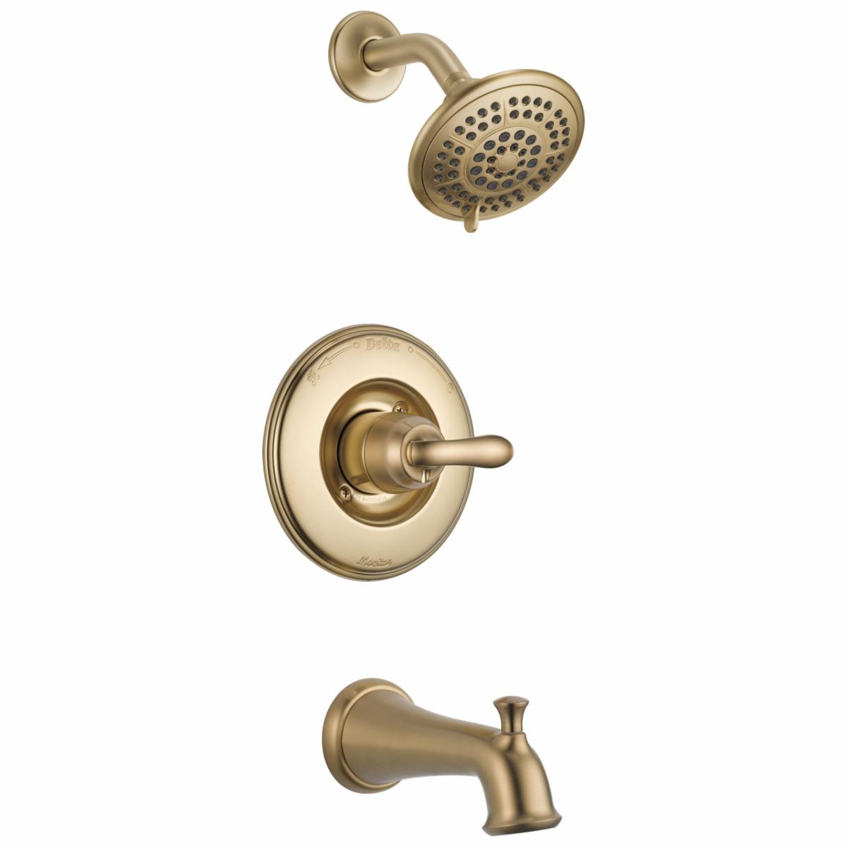 Shower Curtains & Rods | Delta Linden Champagne Bronze 1-Handle Multi-Function Round Bathtub And Shower Faucet Valve Included Faucets & Shower Heads Delta