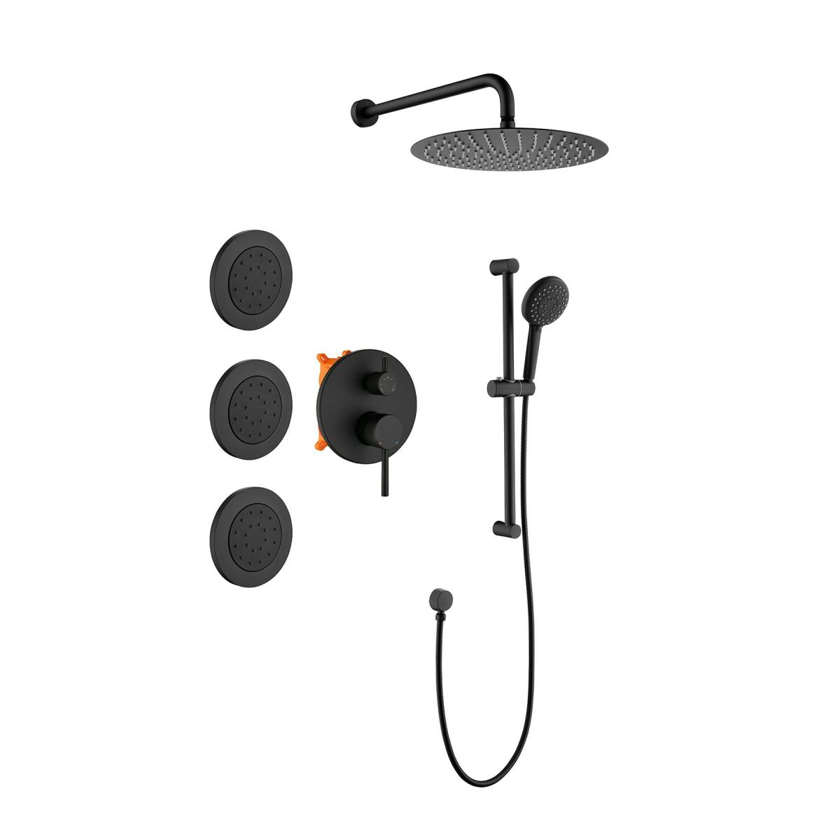 Toilet Paper Holders | Wellfor Matte Black Dual Head Waterfall Shower Faucet Bar System With 3-Way Diverter Ceramic Disc Valve Included Faucets & Shower Heads Toilet Paper Holders