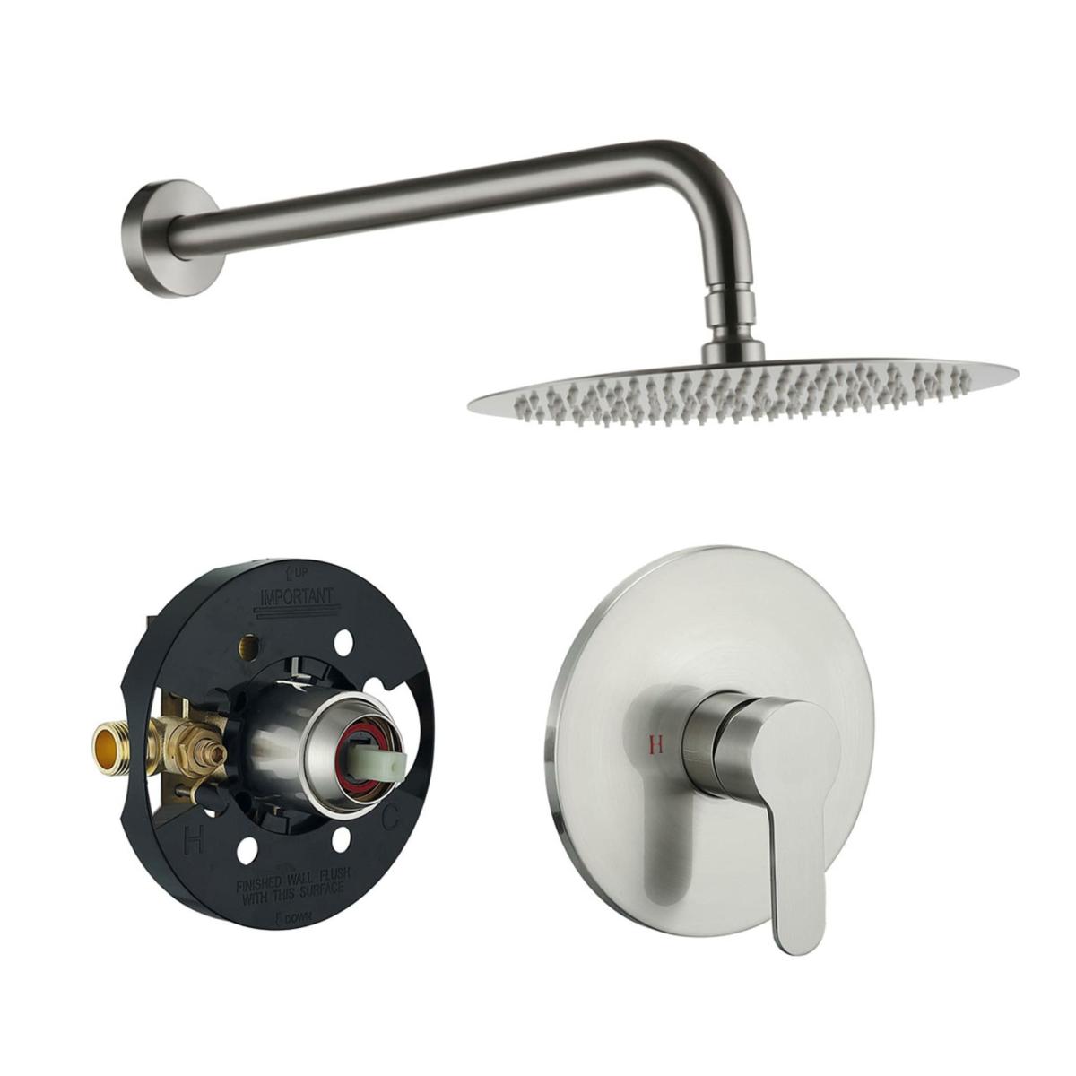 Toilet Paper Holders | Gzmr Shower System Brushed Nickel Dual Head Built-In Shower Faucet System Pressure-Balanced Valve Included Faucets & Shower Heads GZMR